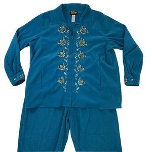 Bob Mackie 2 Pc Zip Jacket Pants Set Plus Size 2X